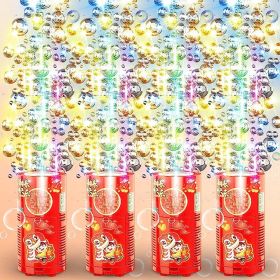 Fireworks Bubble Machine With 80ml Bubble Solution, Portable Automatic Bubble Machine With Lights And Closeable Music, Bubble Maker Toys For Kids Outs (Option: 4pcs)